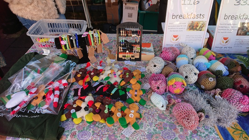 craft items for sale in Twickenham at the Christmas Fair to raise money for Porridge and Rice